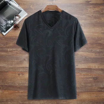 

Fat Short Sleeve T Shirt Big Size Male Plus Fat plus Loose Spuer Fat Man Men's Wear Fat Man V Collar Half Sleeve Backing