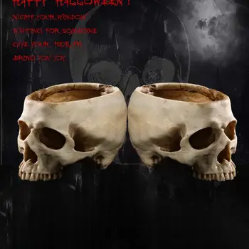 

Resin Skull Head Flower Pot Plant Bowl Container Home Garden Movie Decor