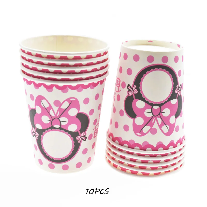 Cartoon Minnie Mouse birthday party decorations kids Disposable tableware Plates Cups Baby Shower Birthday Party Supplies