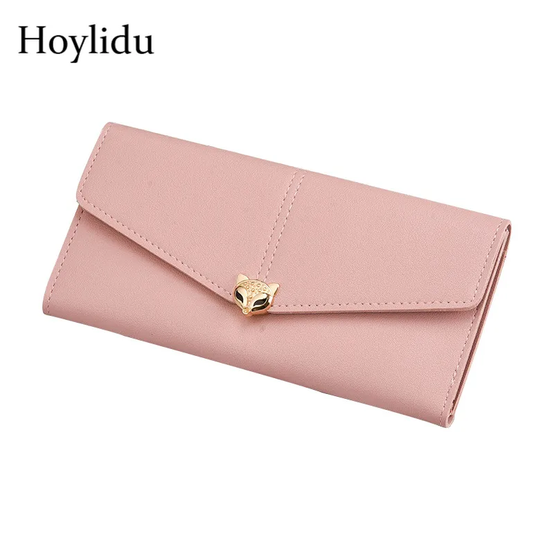 

New Fashion Fox Lady Long Wallet PU Leather Cute Lovely Trifold Multi Card Holder Women Purse With Cell Phone Pocket