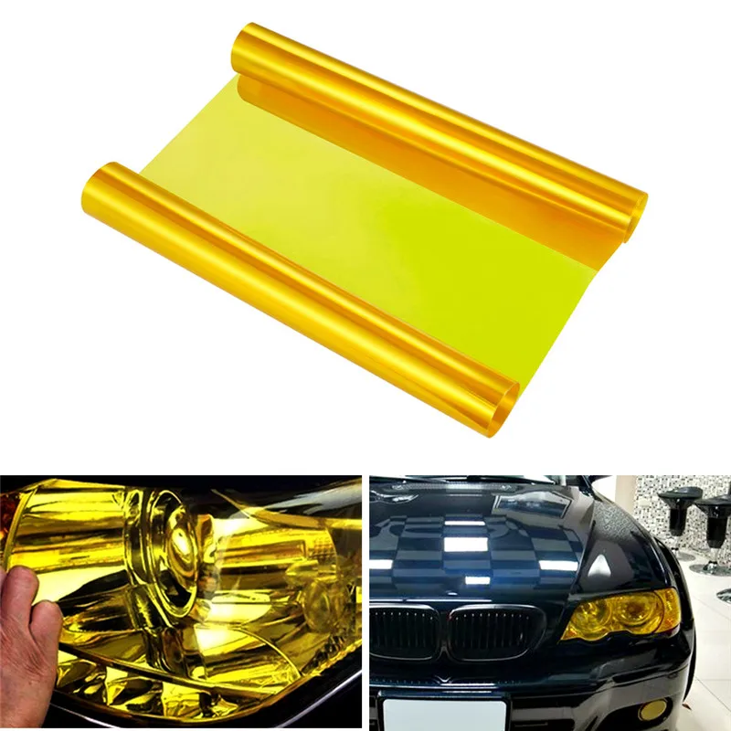 

Yellow Car Headlight Taillight Fog Light Tint Vinyl Film Sheet Sticker Auto Car Light Decoration Color-Changing Film Sticker