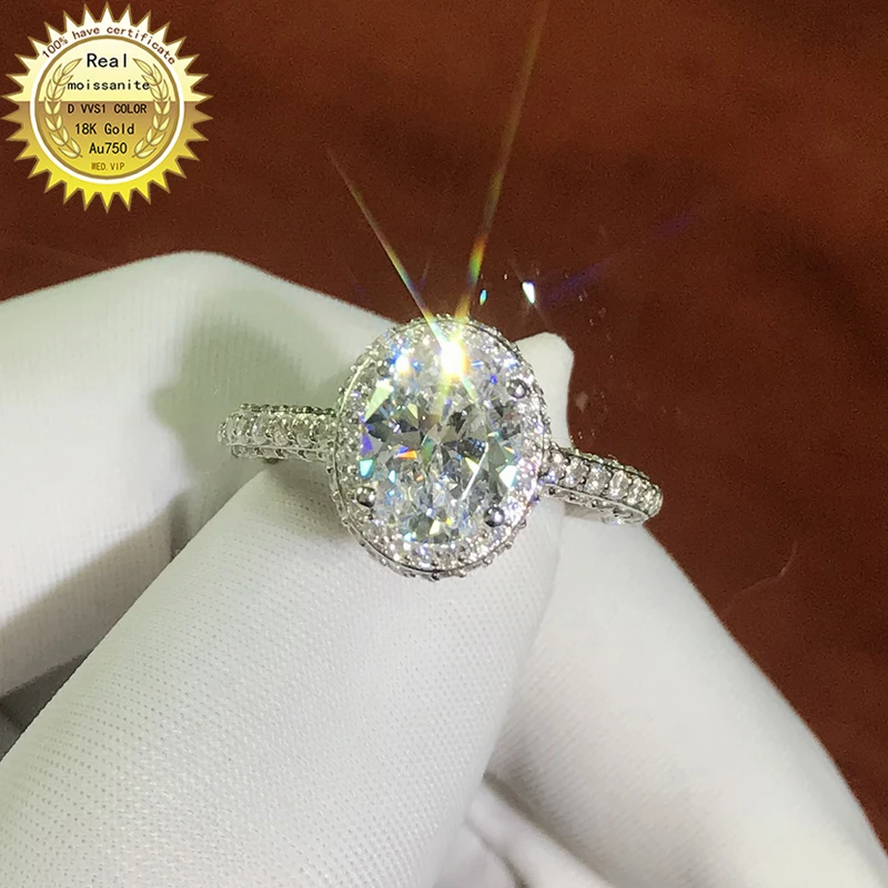 18k Goldr Ring 2ct D Vvs Moissanite Ring Engagement&wedding Jewellery