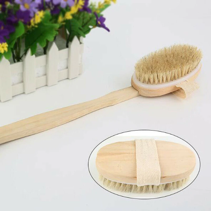 Съемная деревянная натуральная длинная ручка для ванной душ щетка для душа