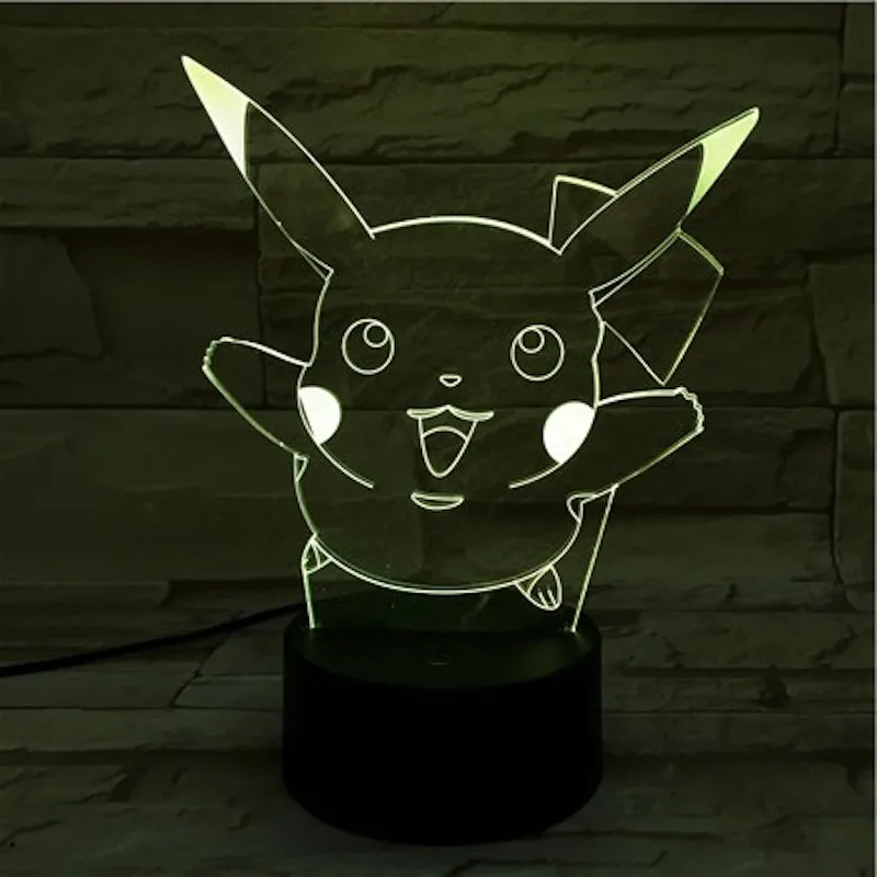 Рисунок Покемон го Пикачу детский ночной Светильник СВЕТОДИОДНЫЙ прикроватный красочный ночной Светильник детский праздничный подарок 3D лампа RGB Пикачу - Испускаемый цвет: Pikachu 1