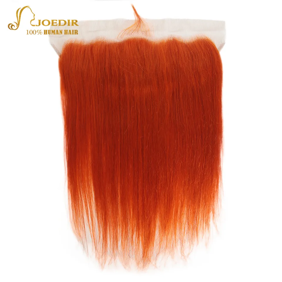 Joedir Brazilian Straight Hair Bundles With Frontal Lace Frontal With Bundles Orange Red Remy Hair 3 4 Bundles With Frontal