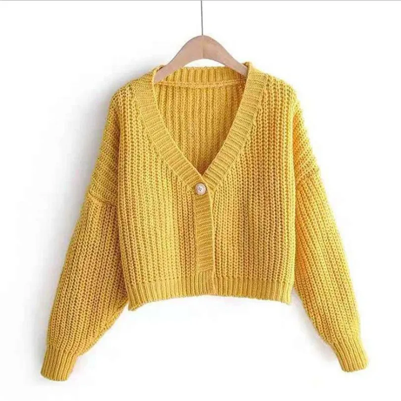 One Size Cardigan Women Short Solid Sweater One Button Knitting Kimono Cardigan Long Sleeve Warm Lazy Wind Jersey Mujer 40OCT1616