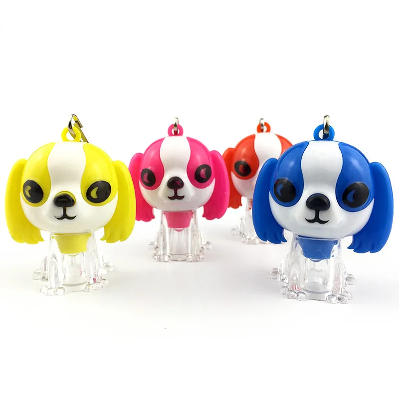 

FREE SHIPPING BY DHL 100pcs/lot 2019 New Plastic LED Dog Keychains Funny Dog Keyrings with Flashlight for Gifts