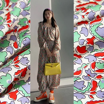 

Custom brand twill printed polyester fabric 145 cm width shirt dress handmade DIY custom fabric for clothing