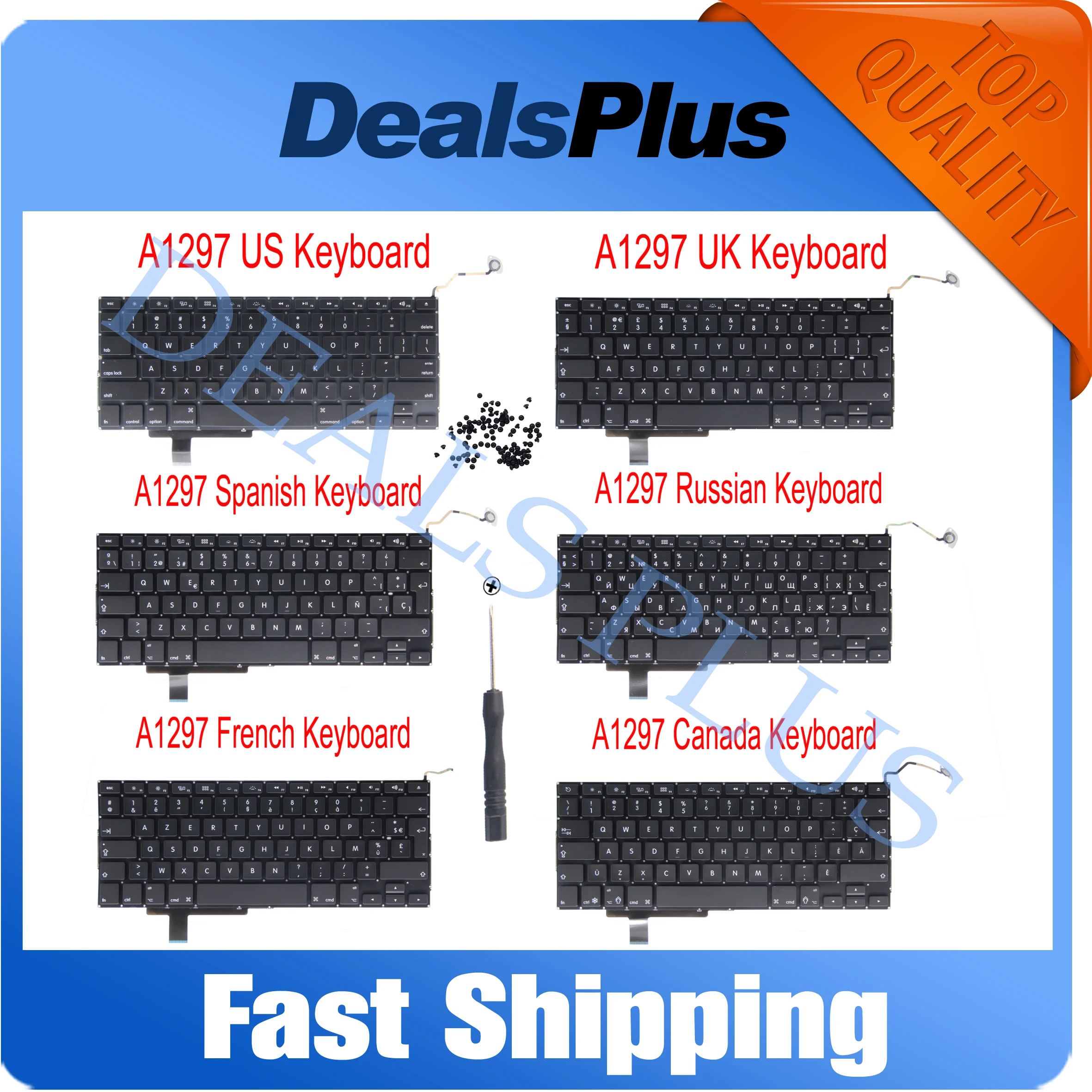 Nuova Sostituzione A1297 Us Uk Spanish French Canada Tastiera Russa Con Viti Per Macbook Pro 17 "2009 2010 2011 2012 Anno
