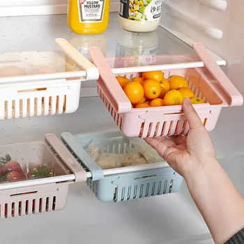 

Creative Simple Retractable Storage Baskets Refrigerator Fresh-Keeping Drawer Organizer Household Storage Box Kitchen Tools