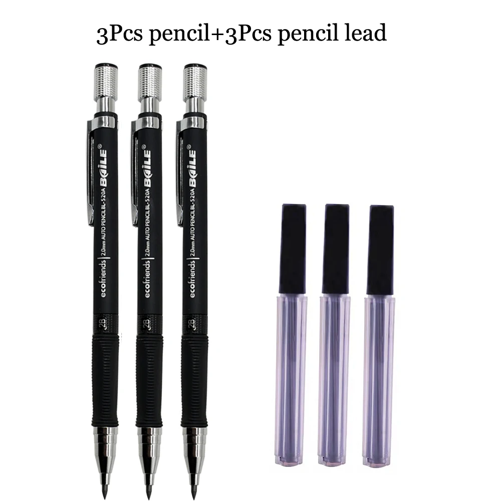Mechanical Pencil Set 2.0 mm with 2B Black/Colors Lead Refill For Writing  Sketching Art Drawing Painting School Automatic Pencil - AliExpress