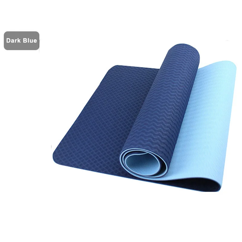 Dark Blue 6 мм Противоскользящий коврик для начинающих йоги, коврик для занятий спортом, спортзала, мягкие коврики для пилатеса, складные для тела, тренажеры для фитнеса, коврик для йоги 183*61 мм - Цвет: Dark Blue