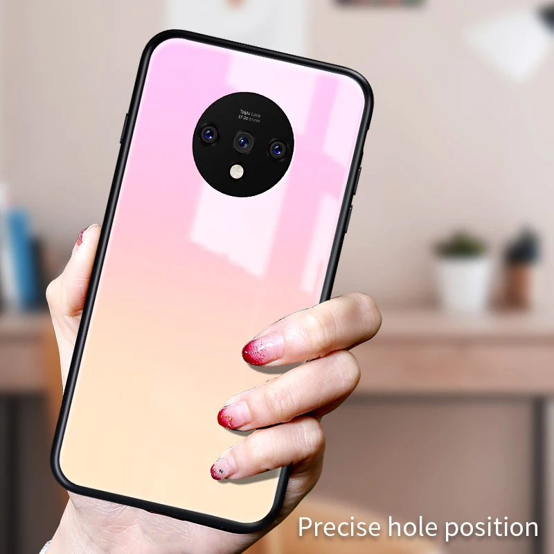 Чехол из закаленного стекла для телефона для Oneplus 7T Pro 7 Pro 6 6T 5 5T роскошный цветной градиентный чехол