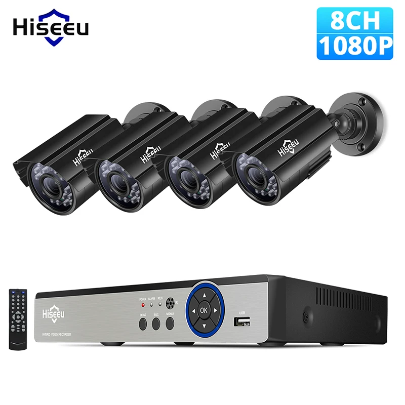 1080P Hiseeu 8CH 5.0MP камера безопасности комплект 4 шт. 720P 1080P 1920P AHD Водонепроницаемая уличная камера комплект наружного видеонаблюдения - Цвет: 1080P