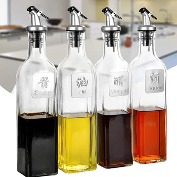 

Sauce Dispenser Seasoning Bottle 500ml Glass Vinegar Bar Oil Bottle Storage Kitchen Tools Cooking Wine Liquid Container Creative
