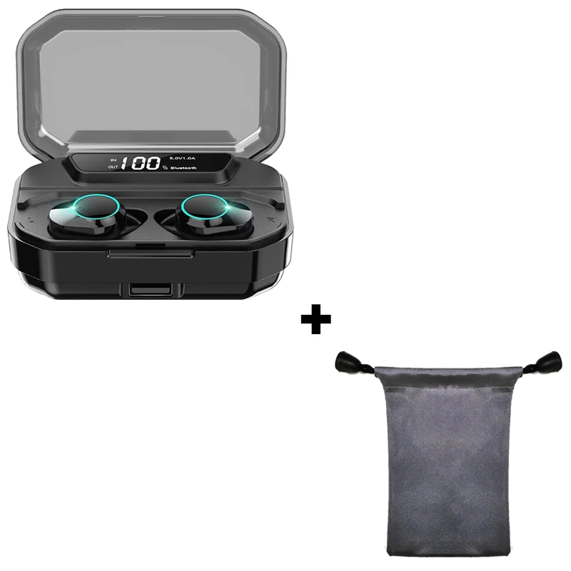 Black add bag TWS T3S Bluetooth 5,0 True беспроводной футляр для наушников 3300 мАч 6D стерео гарнитуры bluebooth наушники IPX6 Водонепроницаемый дисплей питания - Цвет: Black add bag