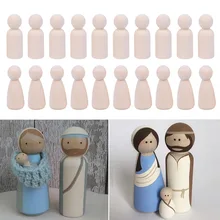 10pcs/set Unfinished Wood Peg Dolls Wooden Figures Mini People DIY Craft Kids Toy Set 34*12mm houten poppetjes Brand New