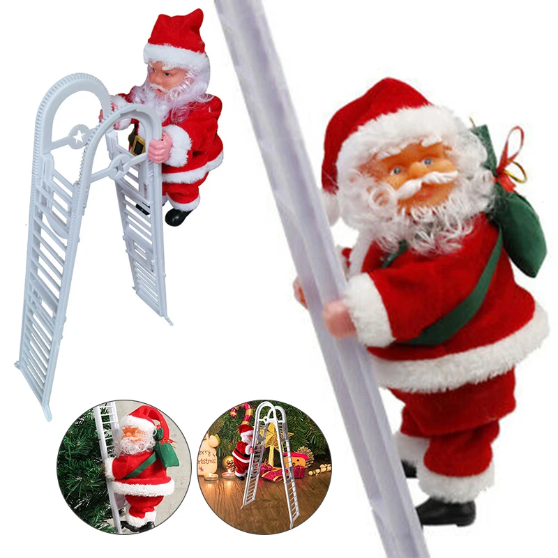 Электрическая лестница для скалолазания, подарок Санта Клауса, Музыкальная Рождественская кукла на дерево, орнамент, детские игрушки, вечерние, подарки, сделай сам, украшение для дома, кафе, офиса