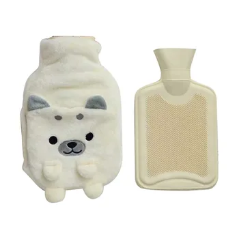 

Cold Relief Home Cute Leak Proof Safety Gift Removable Soft Rubber With Fleece Cover Cartoon Keep Warm Hot Water Bottle Winter