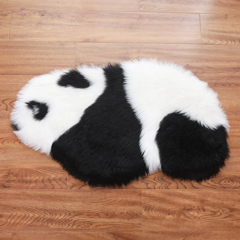 

Cute Animal Panda Fluffy Pad Kids Bedroom Area Hairy Rug Anti Slip Soft Small Carpet Modern Floor Mat Home Living Room Decor