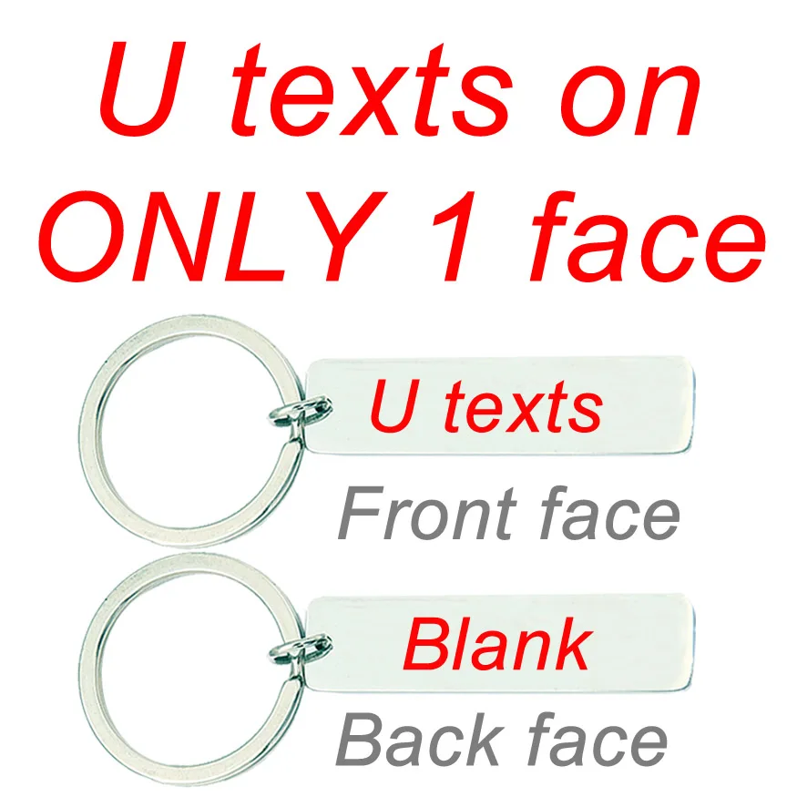 U texts on 1 face Персонализированный брелок, настраиваемый брелок, выгравированный на Ваше имя, текст, подпись и т. д. Безопасный диск, безопасный для езды, я нужен вам здесь, брелок - Цвет: U texts on 1 face