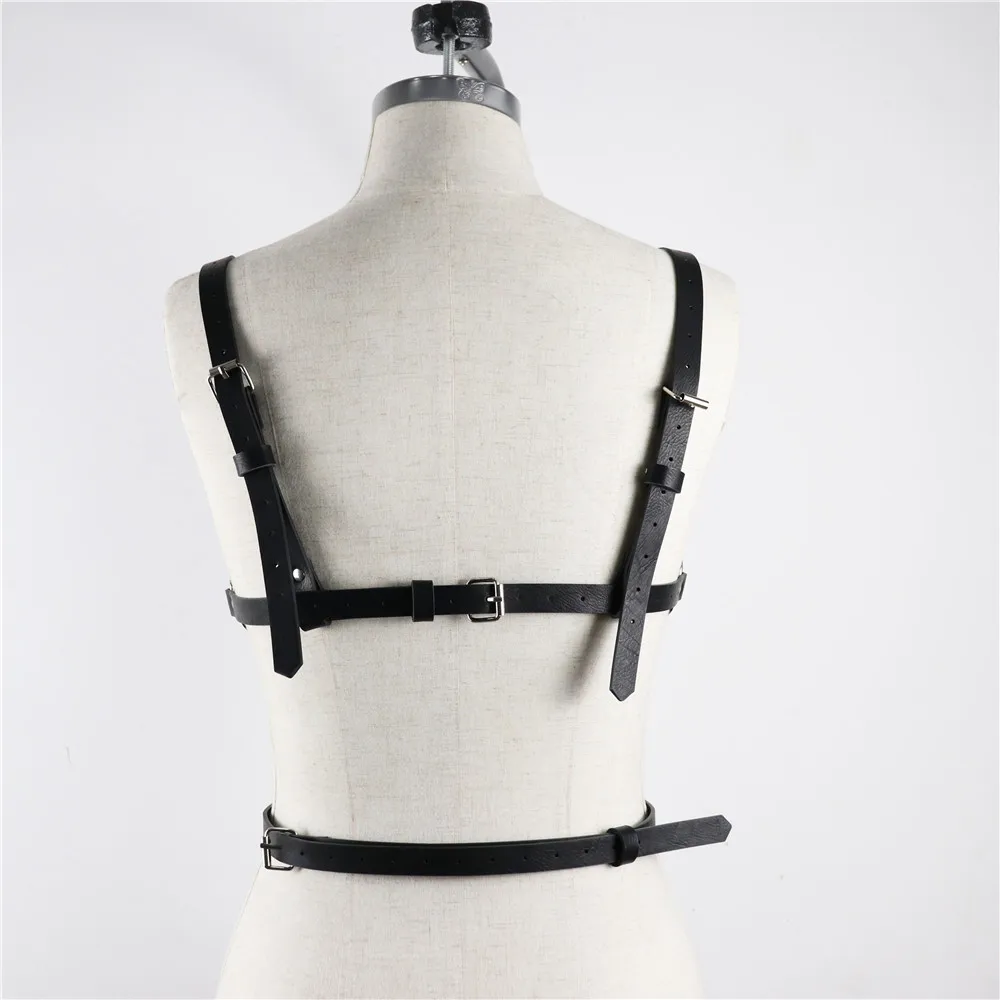 Fashion Leather Harness Body Harness Punk Cupless Body Strap Bra Top Belt Body Bondage Lingerie Chest Straps Cage Harajuku Tops