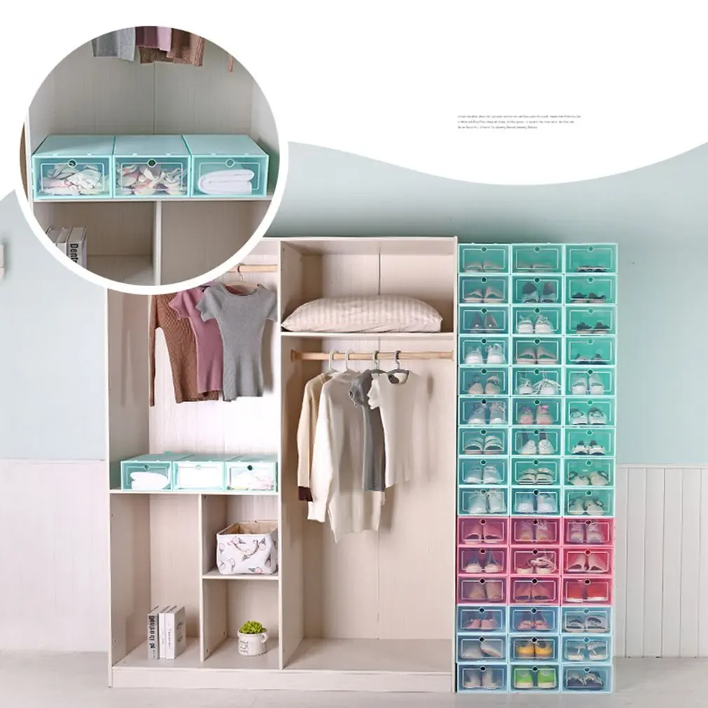 Durable Plastic Thickened Boxes Case Transparent Shoes Box Home Organizer Sneakers Organization Storage Shoe Cabinet