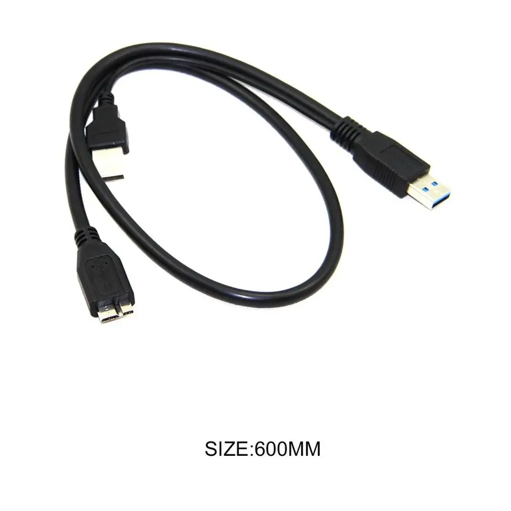 0,6 м Dual USB 3,0 A Male к Micro B Y черный кабель питания переносного жесткого диска 2-разъем Y-дизайн