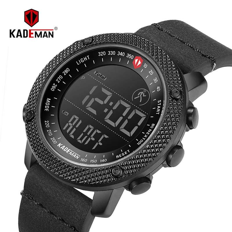 KADEMAN Топ люксовый бренд мужские спортивные часы водонепроницаемые цифровые светодиодные милитари кожаные модные наружные наручные часы Relogio 6121G