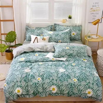

Chinese Green Bedding Set, Duvet Cover Pillowcase 3pcs 220x240 , Leaf pattern Quilt Cover Single Double Queen King Size Bed Sets