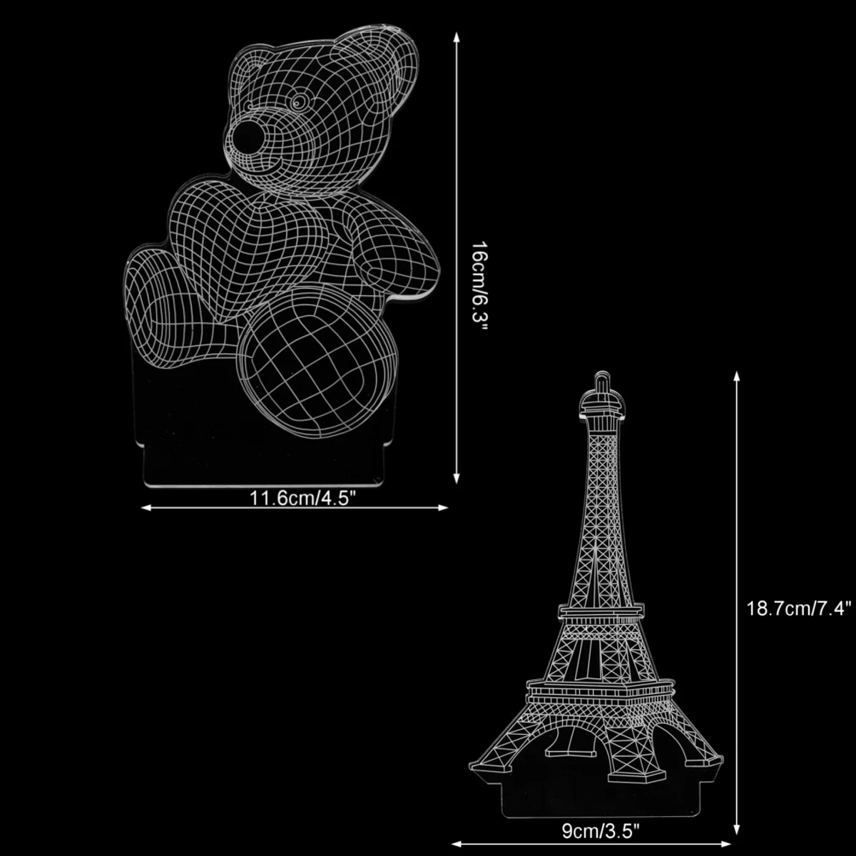 Детский плюшевый медвежонок/Эйфелева башня 3D светодиодный Ночной светильник Акриловая доска пластина дома номер Декор детские игрушки Рождественский подарок