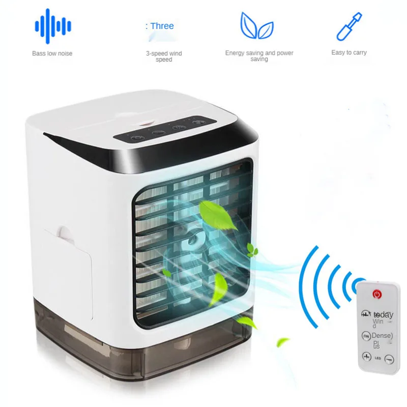 Mini condicionador de ar usb ventilador de mesa conveniente controle remoto refrigerador de ar com função de pulverização umidificação ventilador de mesa elétrico
