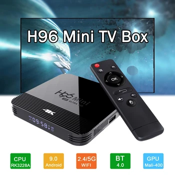 

H8 H96 mini TV Box Android 9.0 Allwinner H8Quad Core 4GB 128GB 4K H.265 H96mini caixa de TV inteligente HD Netflix Youtube