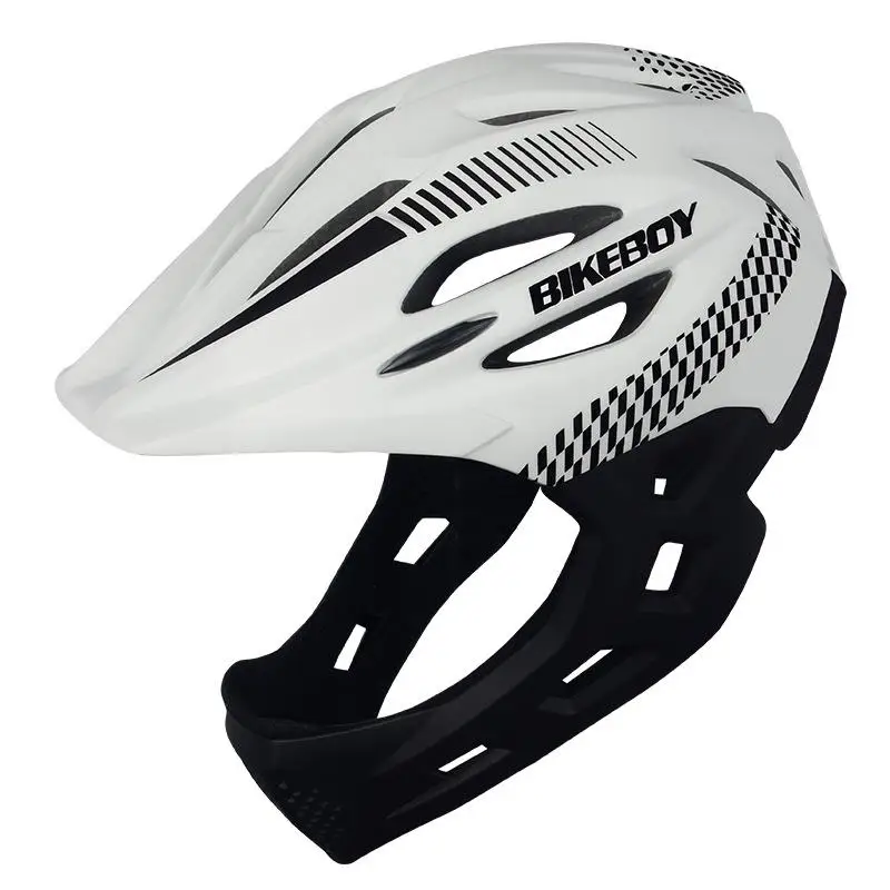 Новые детские шлемы для мальчиков и девочек, защитное снаряжение, велосипедный баланс, защита для езды на велосипеде, Полнолицевые Шлемы 46~ 54 см, EPS - Цвет: Black White
