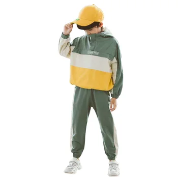 

2020 Teenage Clothes Patchwork Hoodies + Pants 2 Pcs Suit For Boys Letter Boys Clothes Set Spring Autumn Casual Clothes For Boys