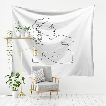 

Psychedelic Tapestry Creative Human Line Draw Abstract Wall Hanging Decor Hippie Wall Cloth Tapestries Valentine Home Decor