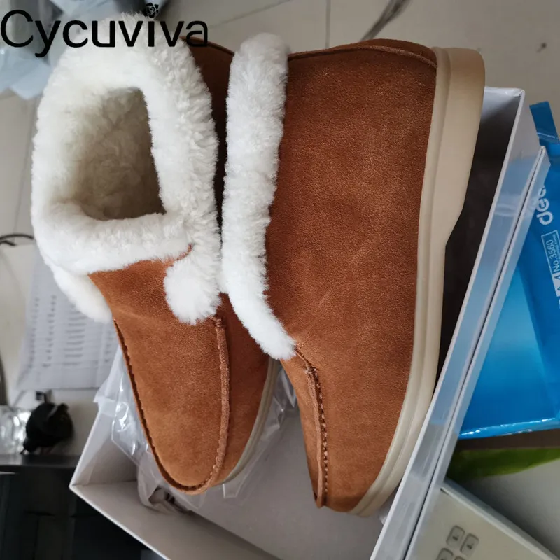 Шерстяные зимние ботинки Женская Удобная нескользящая обувь на плоской подошве женские короткие ботинки без застежки в сдержанном стиле Подиумные теплые ботинки цвета хаки, Botas mujer