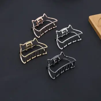 

2019 Women Girls Geometric Hair Claw Clamps Hair Cat Ear Shape Hair Clip Claws Solid Color Accessories Hairpin Mini Size