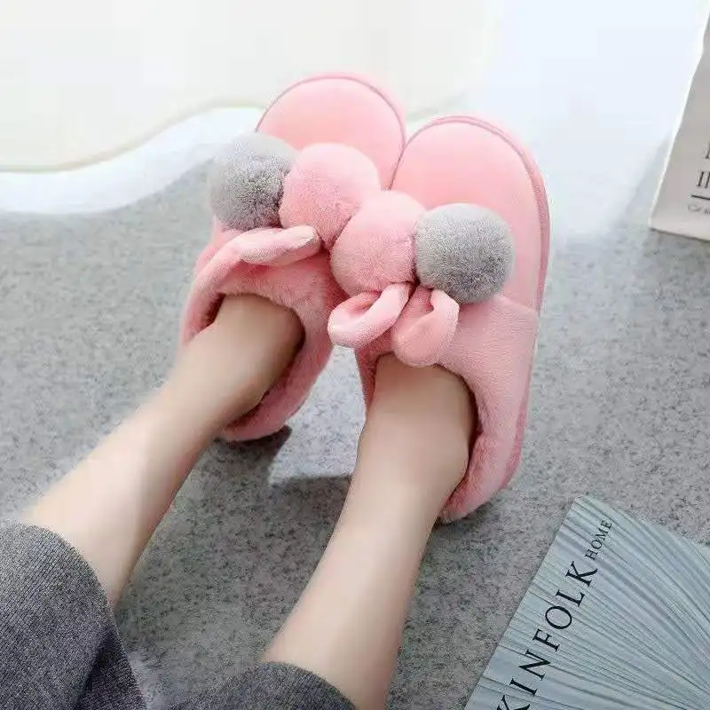 

Women Cotton Sheep Lovers Home Slippers Cute Cartoon Ears Slippers Winter Home Floor Soft Slippers Female Shoes