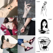 Sexy tatuagens arte do corpo à prova dwaterproof água temporária tatuagem adesivo preto branco falso adesivos para a menina do cão flor transferência de água(China)