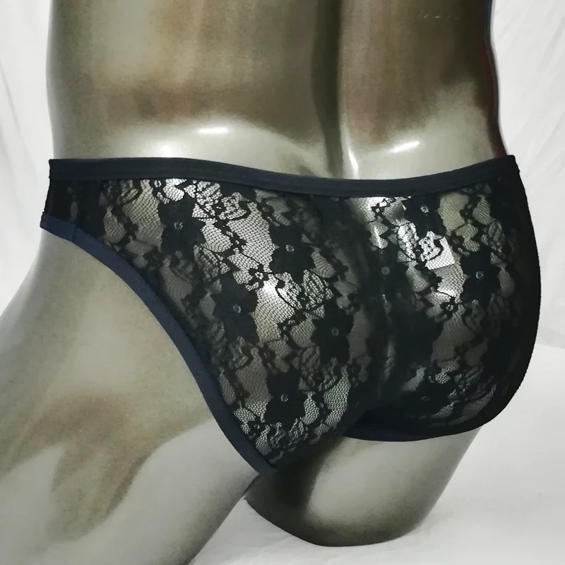 Lace Sexy Men's underwear fishnet Bikini briefs see-through underwear protruding pockets men's see-through underwear 2