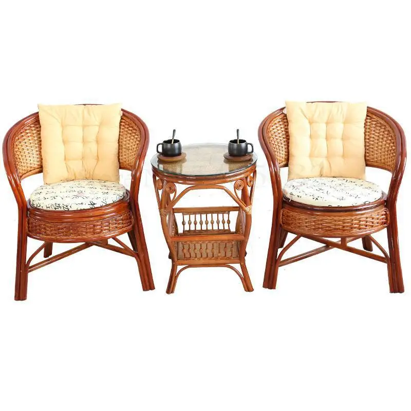600 Rattan chair three-piece balcony table and small coffee combination single seat lounge rattan woven back |