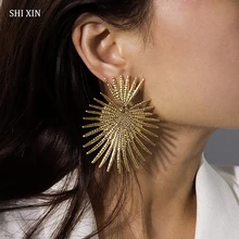 SHIXIN – grandes boucles d'oreilles style Punk pour femmes, Vintage, Unique, cœur, styliste, boucles d'oreilles pendantes, cadeau à la mode, 2020