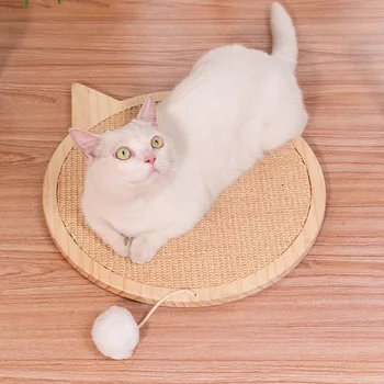 

Real Wood Enviromental-Friendly Cat Scratch BoardCat Toy Durable Pet Scratcher Pad Bed Mat with Catnip Toy Claw Care