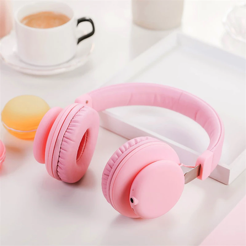 Bluetooth 5 0 Headphone Cute Pink Blue Red Color Girls Kids Stereo Music Wireless Headset With Microphone for Computer PC Phone