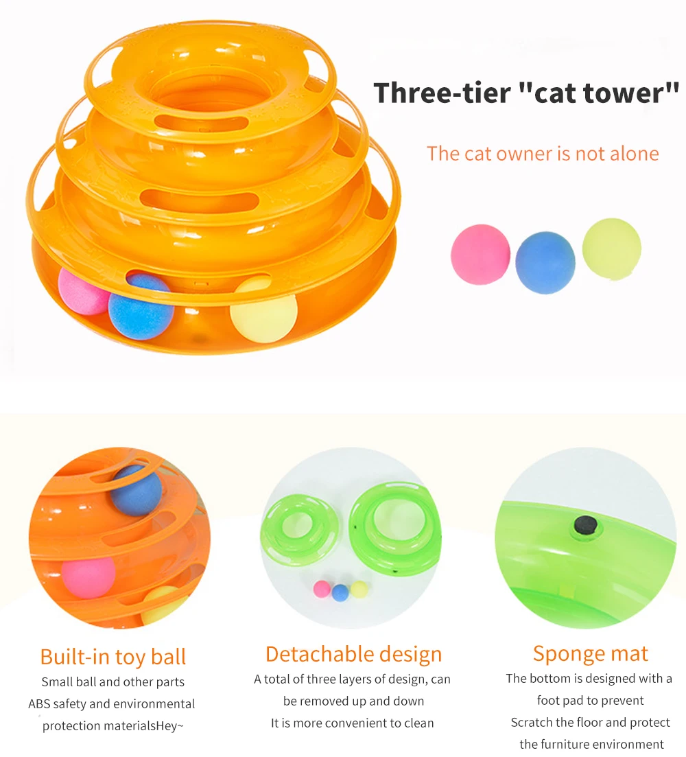 Pet Cat Toy Ball Pet Toy Cat Three-Layer Track Turntable Pet Supplies Intelligence Training Interactive Turntable With 3 Balls