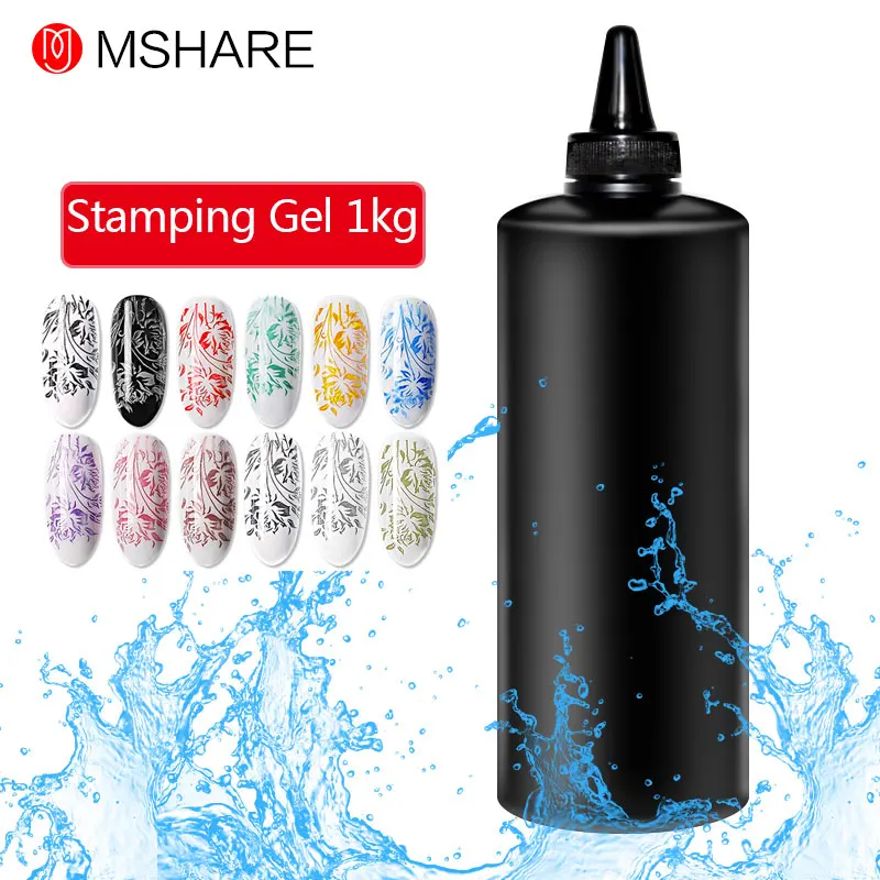 

MSHARE Nail Stamping Gel Polish 1kg Black White Stamp Print Oil UV Gel Lacquer Soak Off Varnish for Nail Art Stamping Plate