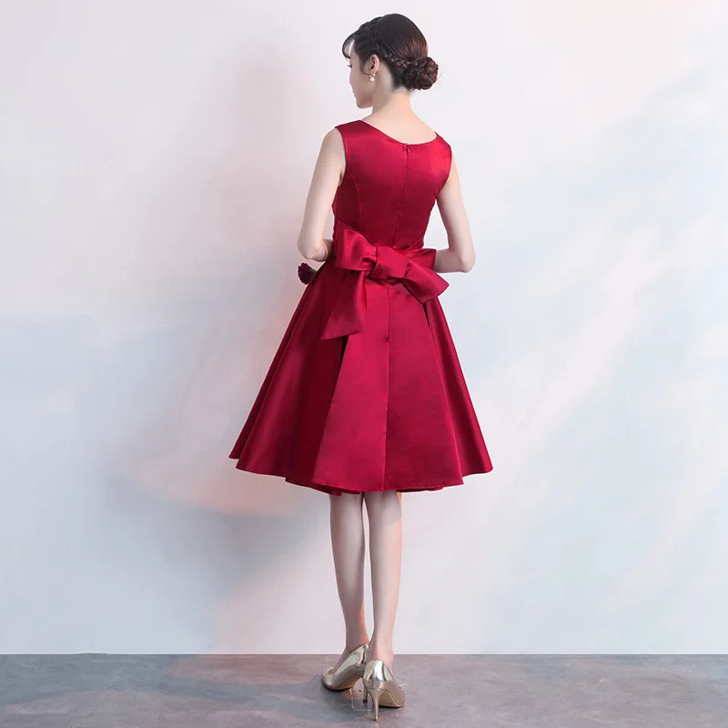 O-Neck Womans Party Dress Sleeveless Short Evening Cheongsam Sexy Slim Dress Marriage Gown Wedding Qipao Lady Clothes Vestido
