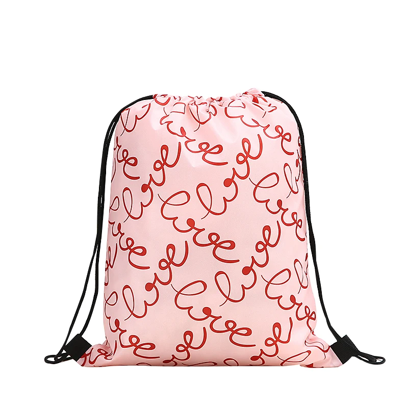 drawstring Backpack fashion Women 3D printing travel softback men Casual bags unisex Women's shoulder drawstring love knapsack