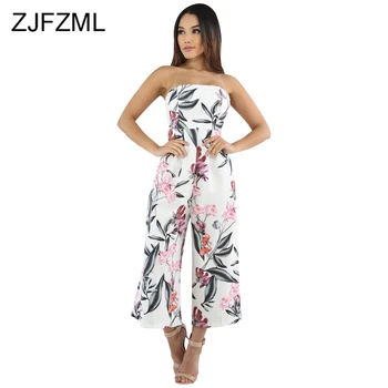 

Floral Sleeveless Sexy Wide Leg Jumpsuits for Women 2020 Strapless Backless One Piece Bodysuit Causal Loose Plus Size Rompers